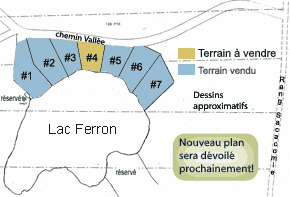 Plan des terrains  vendre au lac Ferron